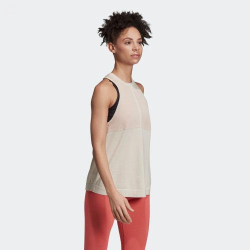 Adidas Z.N.E. Primeknit Tank in Pink + Raw White
